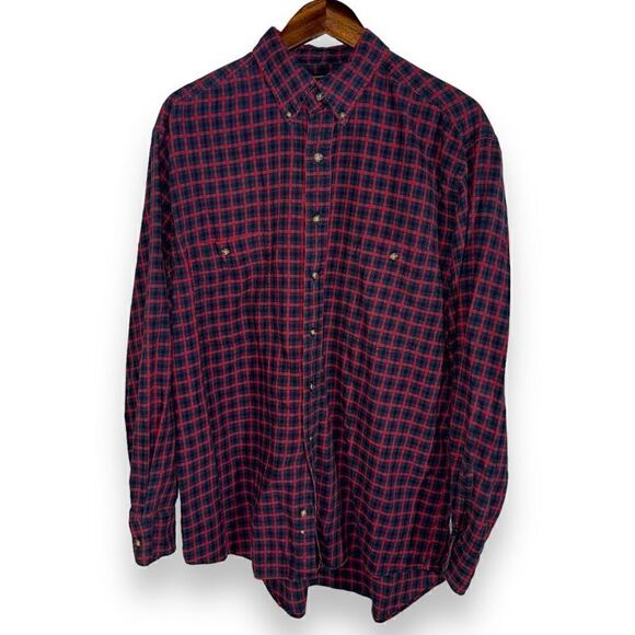 90s Abercrombie & Fitch Navy & Red Wool Oxford Button Down M - Picture 1 of 10